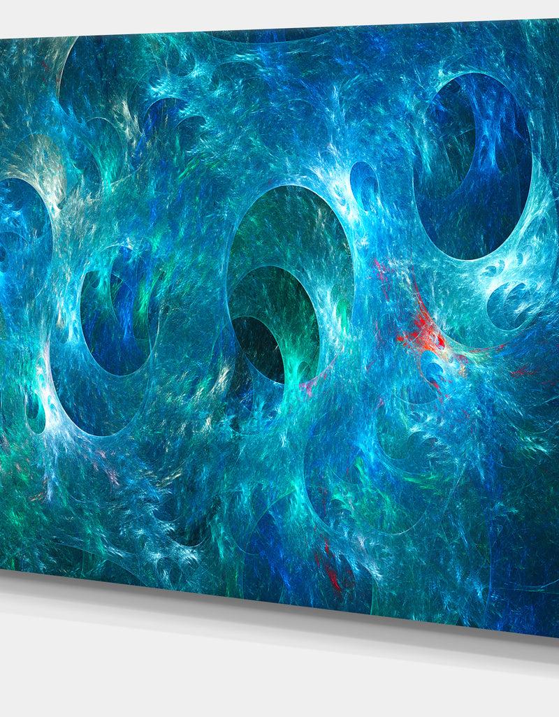 DesignQ Blue Circles Fractal Texture - Abstract Artwork On Canvas