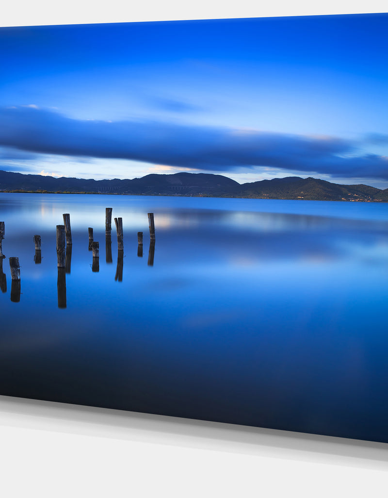 DesignQ Blue Clouds At Evening - Seascape Photo Canvas Print