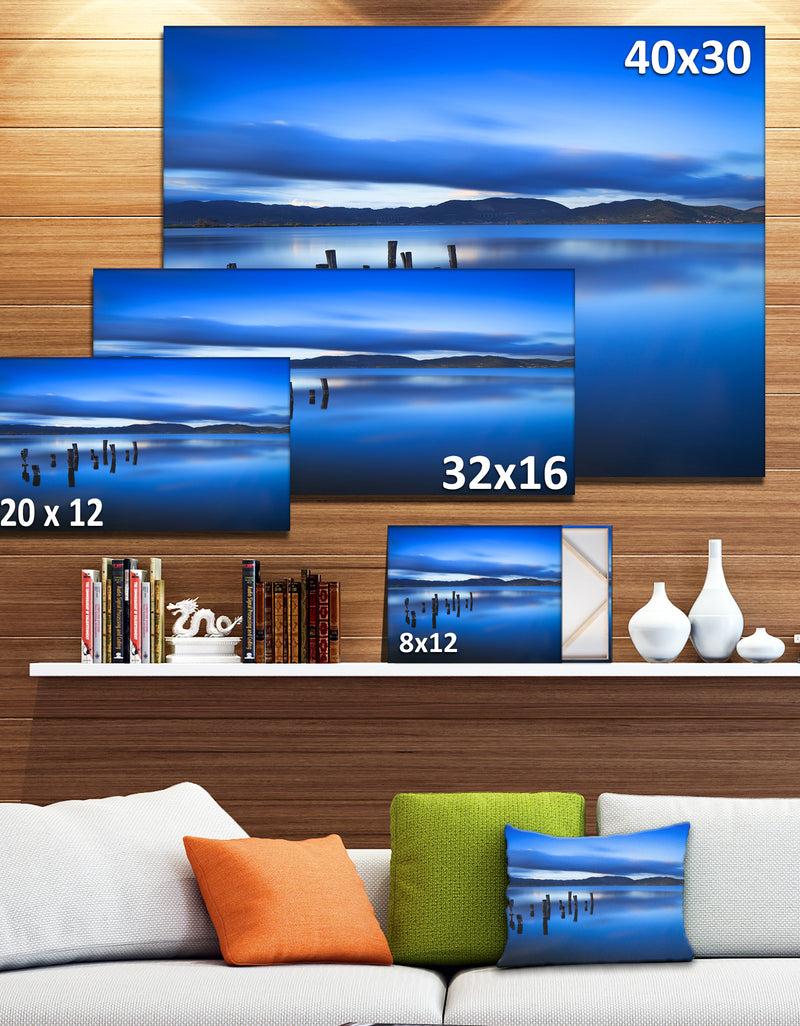 DesignQ Blue Clouds At Evening - Seascape Photo Canvas Print