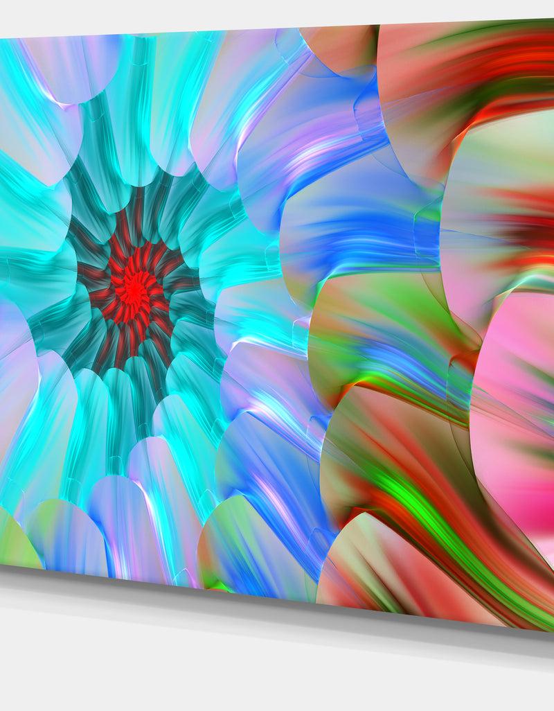 DesignQ Blue Colored Stain Glass With Spirals - Extra Large Floral Canvas Art Print