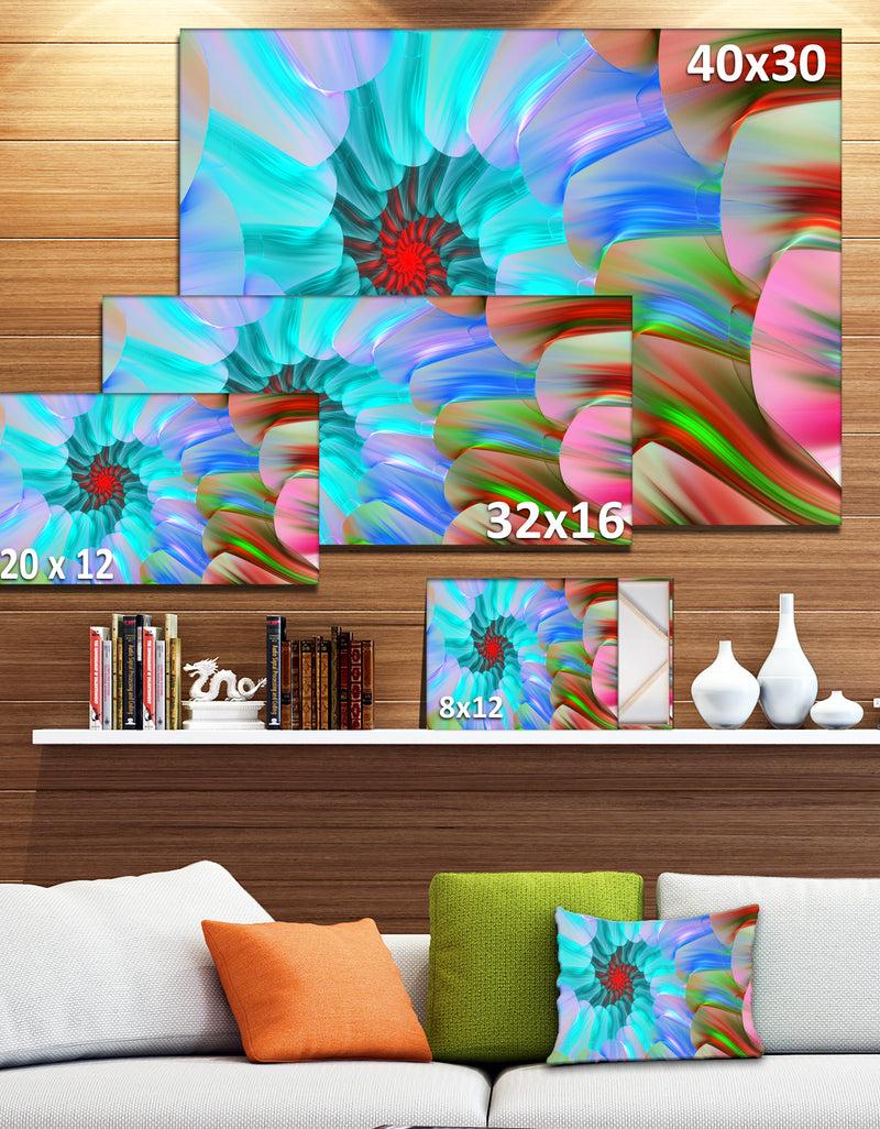 DesignQ Blue Colored Stain Glass With Spirals - Extra Large Floral Canvas Art Print