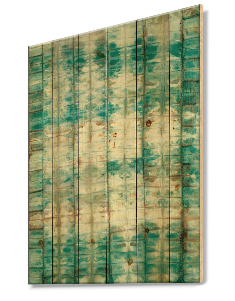 DesignQ Blue Diamonds Minimal Geometric II - Transitional Print On Natural Pine Wood