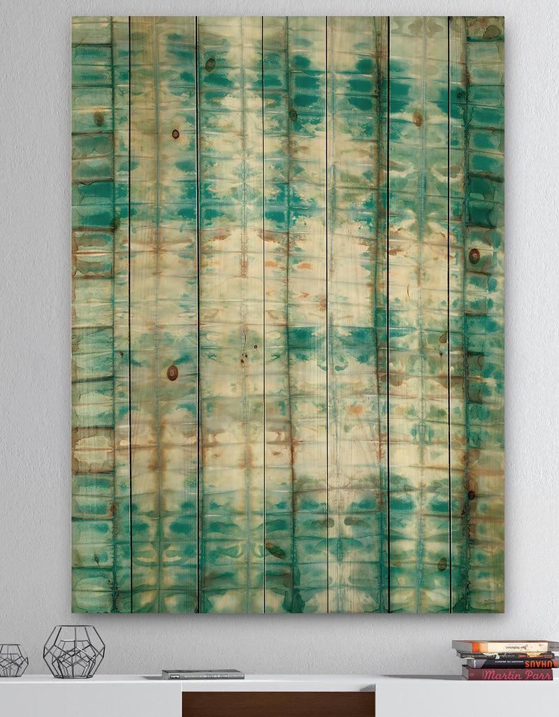 DesignQ Blue diamonds minimal geometric II - Transitional Print on Natural Pine Wood