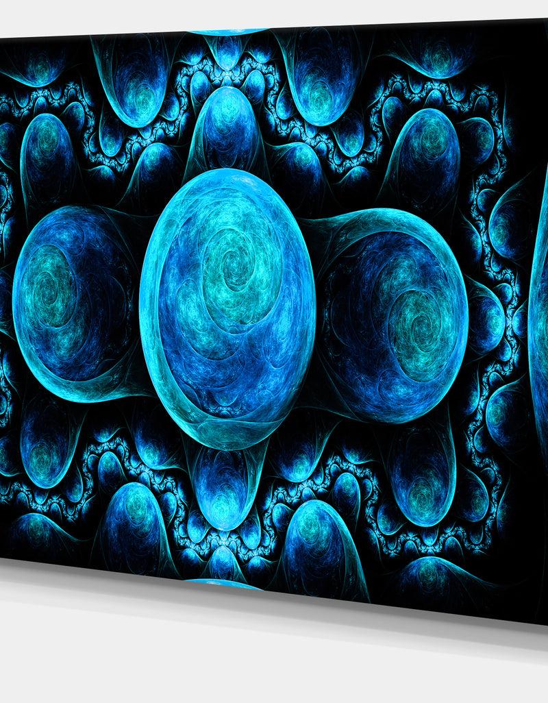 DesignQ Blue Exotic Pattern On Black - Abstract Art On Canvas