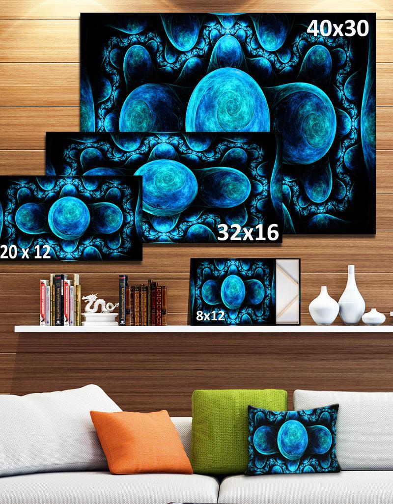 DesignQ Blue Exotic Pattern On Black - Abstract Art On Canvas