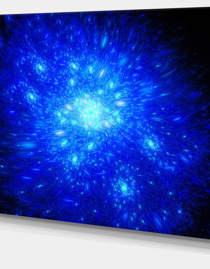 DesignQ Blue Fireworks On Black - Extra Large Abstract Canvas Art Print
