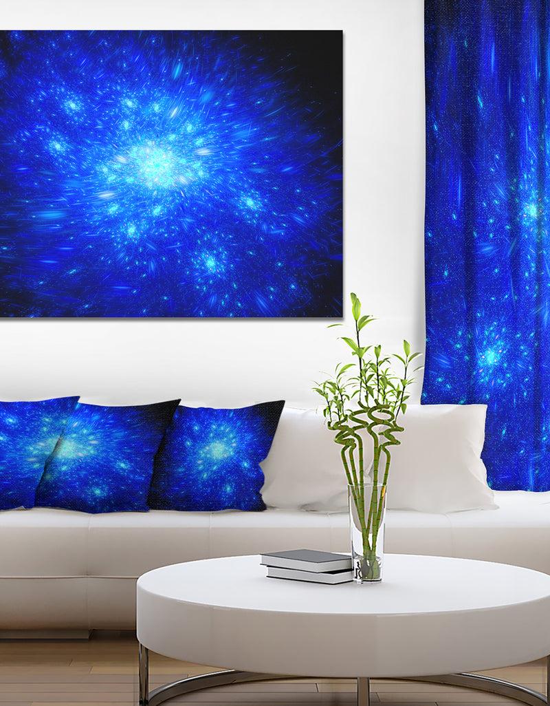 DesignQ Blue Fireworks on Black - Extra Large Abstract Canvas Art Print