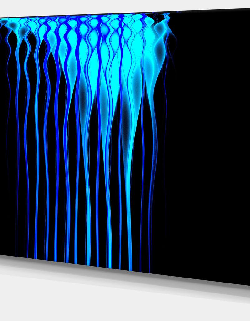 DesignQ Blue Flames Fractal Pattern - Extra Large Abstract Canvas Art Print