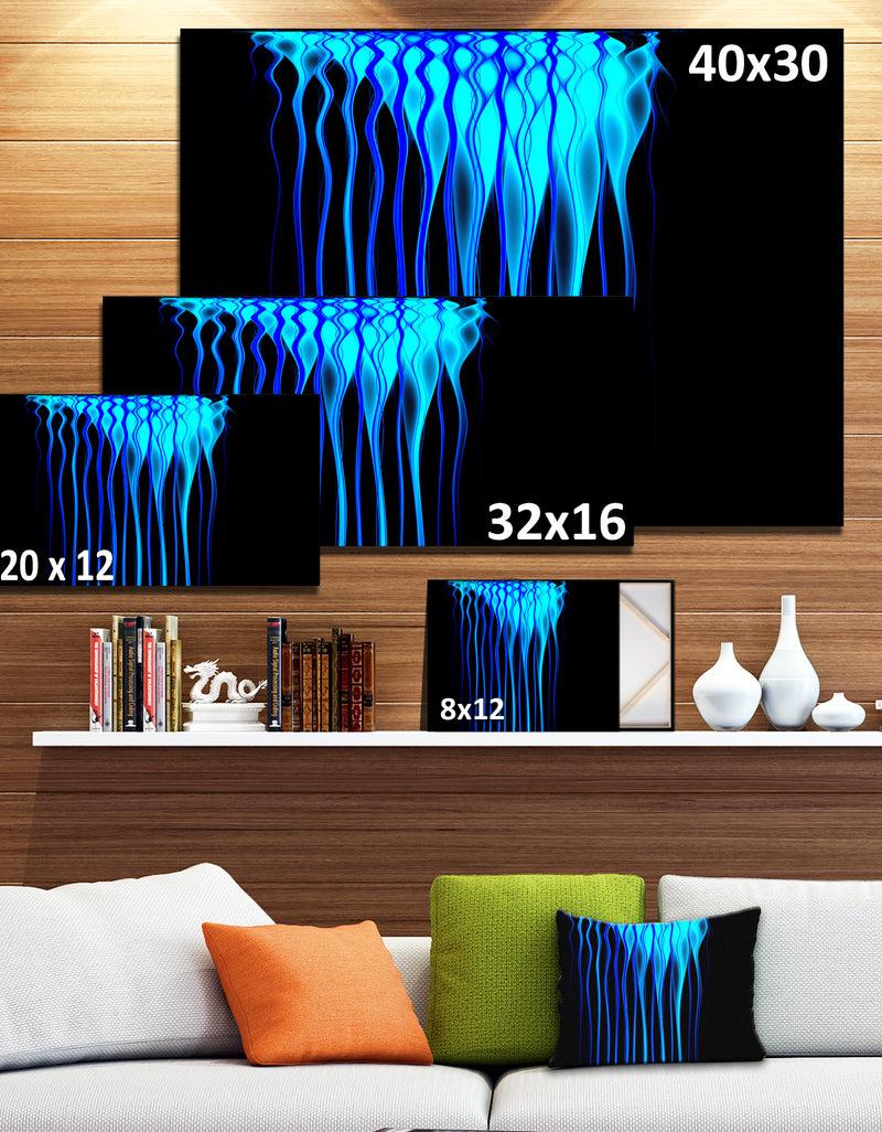 DesignQ Blue Flames Fractal Pattern - Extra Large Abstract Canvas Art Print