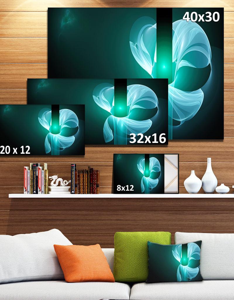 DesignQ Blue Flower Fractal Illustration - Large Glossy Canvas Art Print