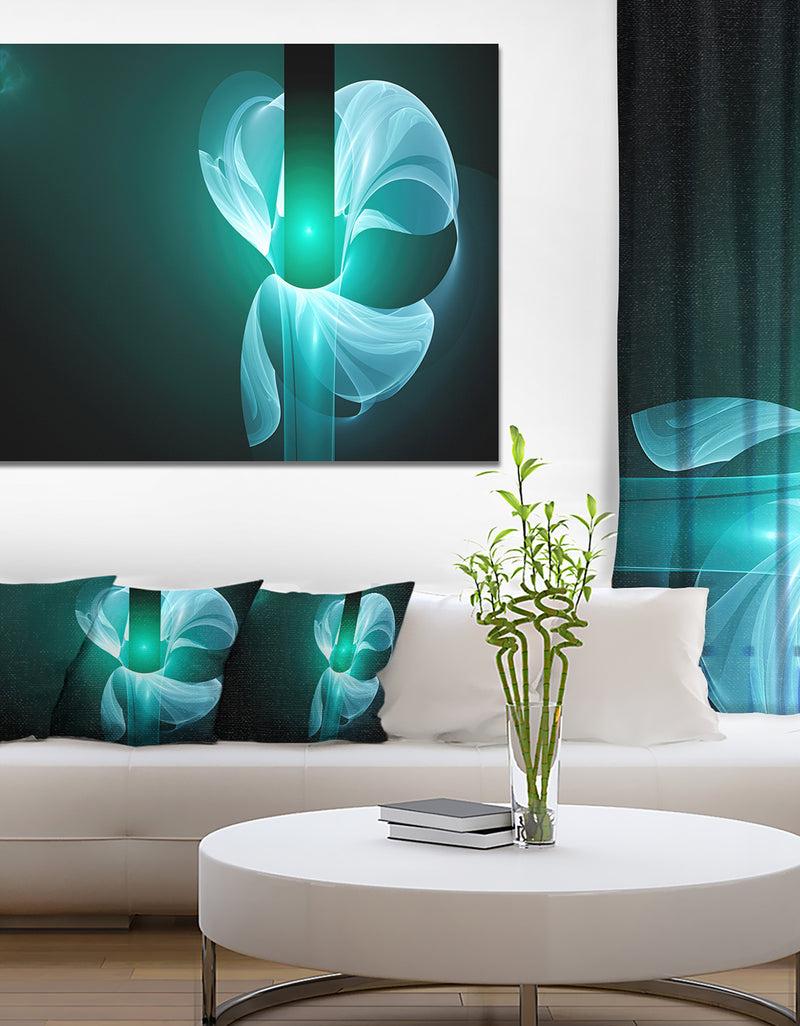 DesignQ Blue Flower Fractal Illustration - Large Glossy Canvas Art Print