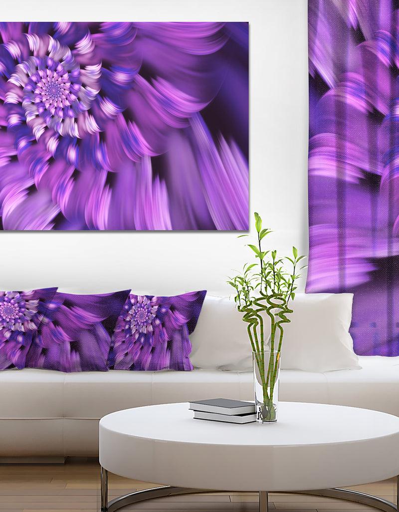 DesignQ Blue Flower Shaped Fractal Art - Floral Canvas Wall Art