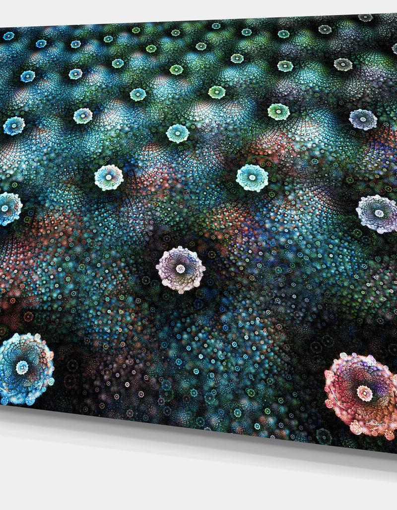 DesignQ Blue Flowers On Alien Planet - Floral Canvas Wall Art