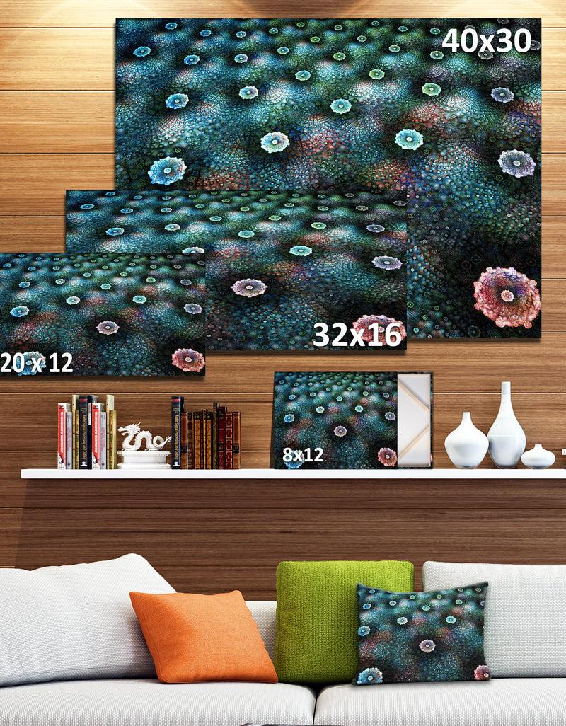 DesignQ Blue Flowers On Alien Planet - Floral Canvas Wall Art