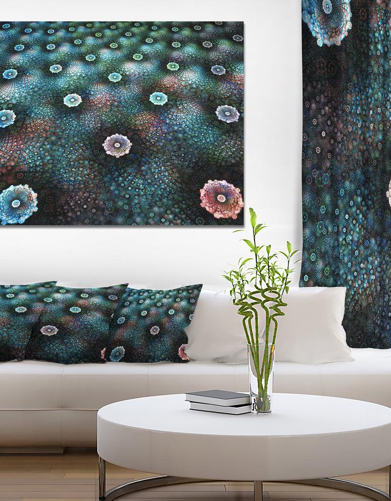 DesignQ Blue Flowers on Alien Planet - Floral Canvas Wall Art