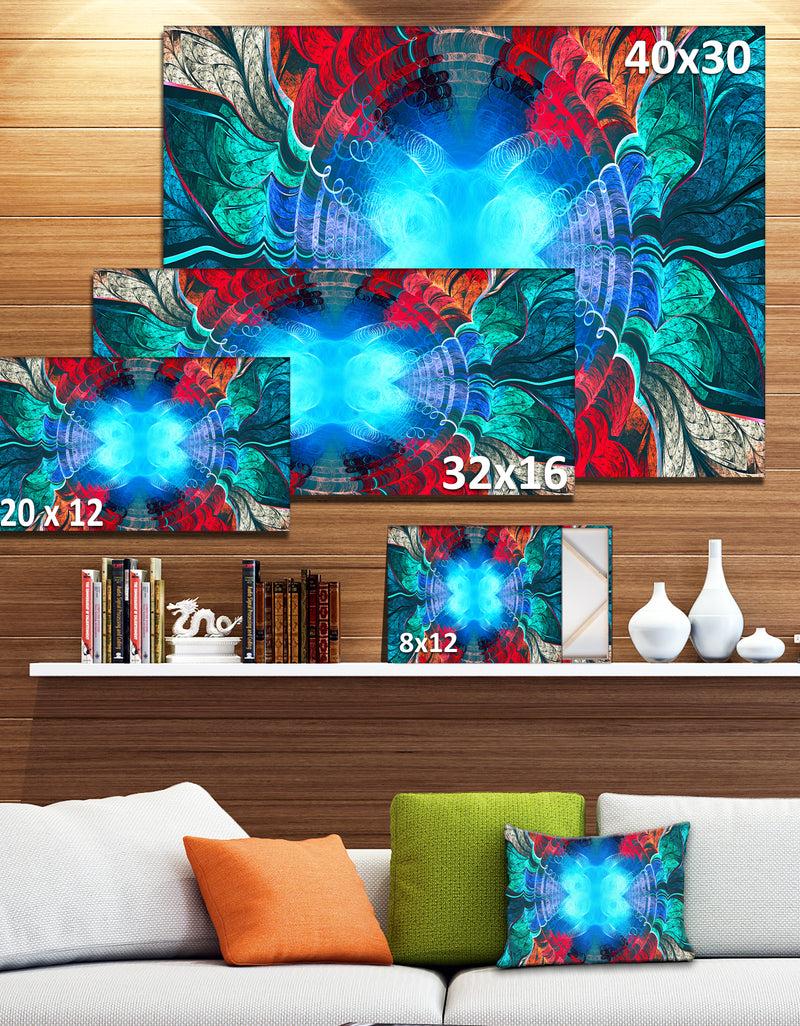 DesignQ Blue Fractal Circles And Waves - Large Wall Art On Canvas