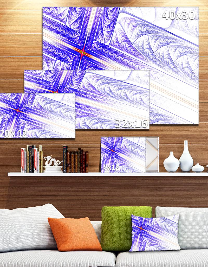 DesignQ Blue Fractal Cross Design - Large Glossy Canvas Art Print