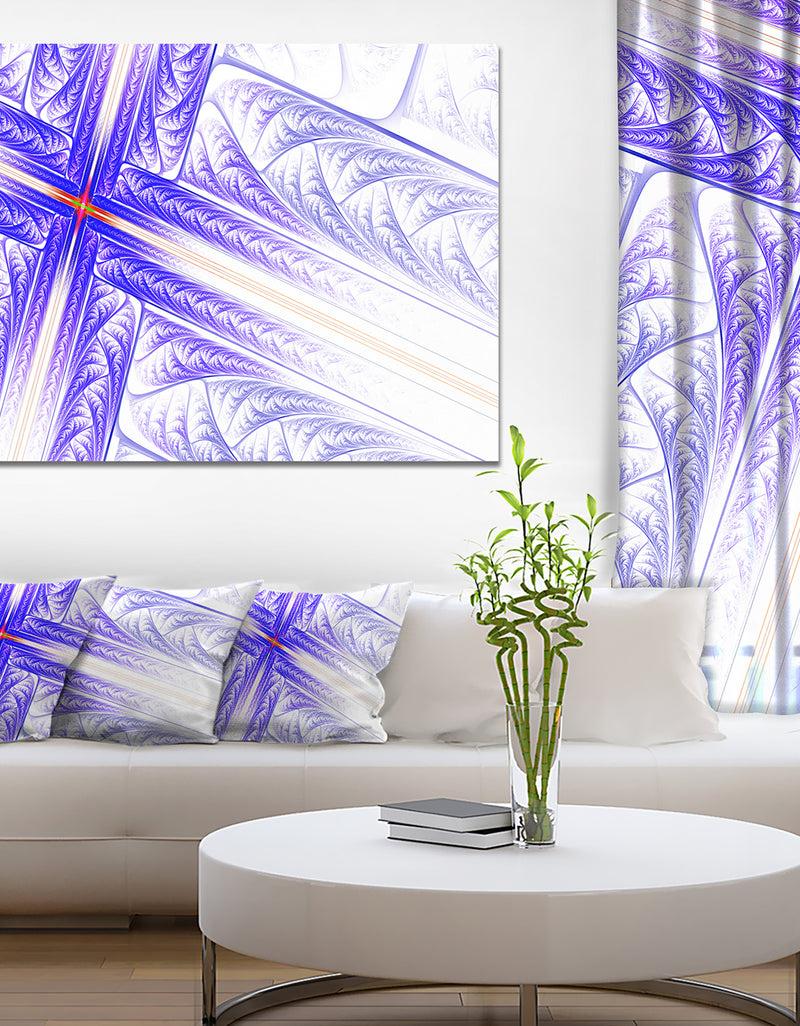 DesignQ Blue Fractal Cross Design - Large Glossy Canvas Art Print