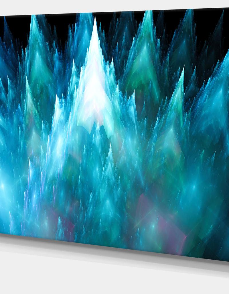 DesignQ Blue Fractal Crystals Design - Extra Large Abstract Canvas Art Print