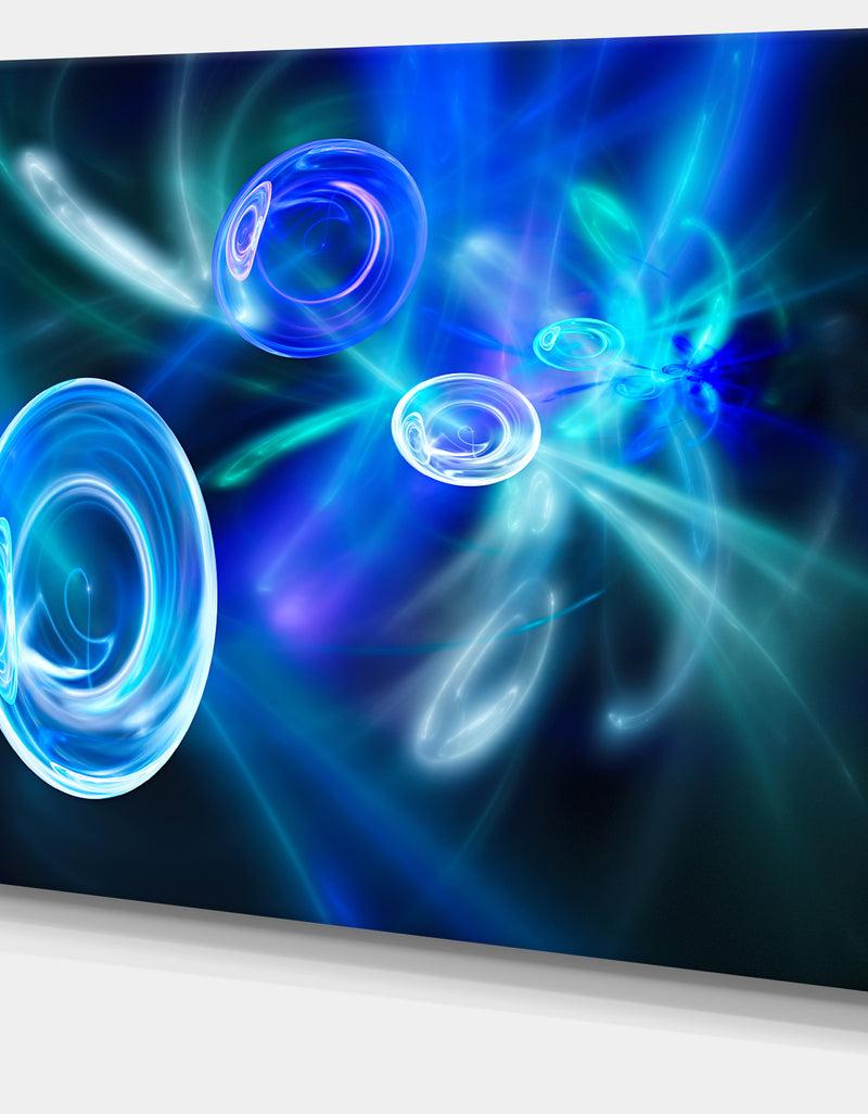 DesignQ Blue Fractal Desktop Wallpaper - Abstract Digital Art Canvas Print