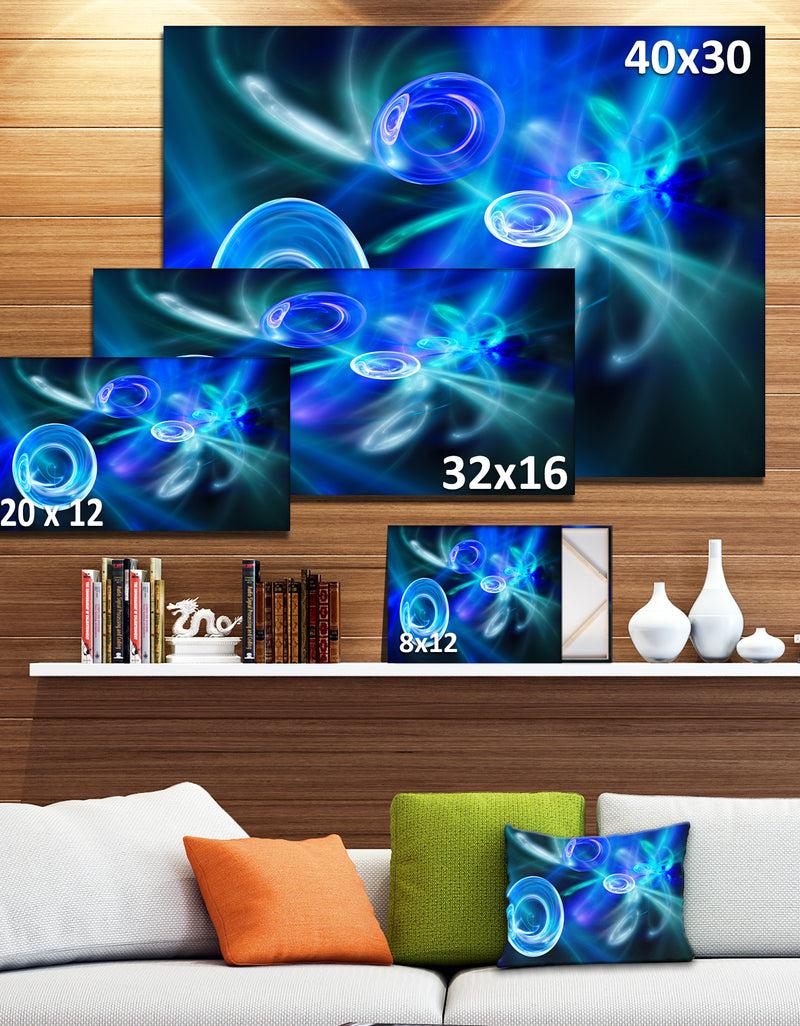 DesignQ Blue Fractal Desktop Wallpaper - Abstract Digital Art Canvas Print
