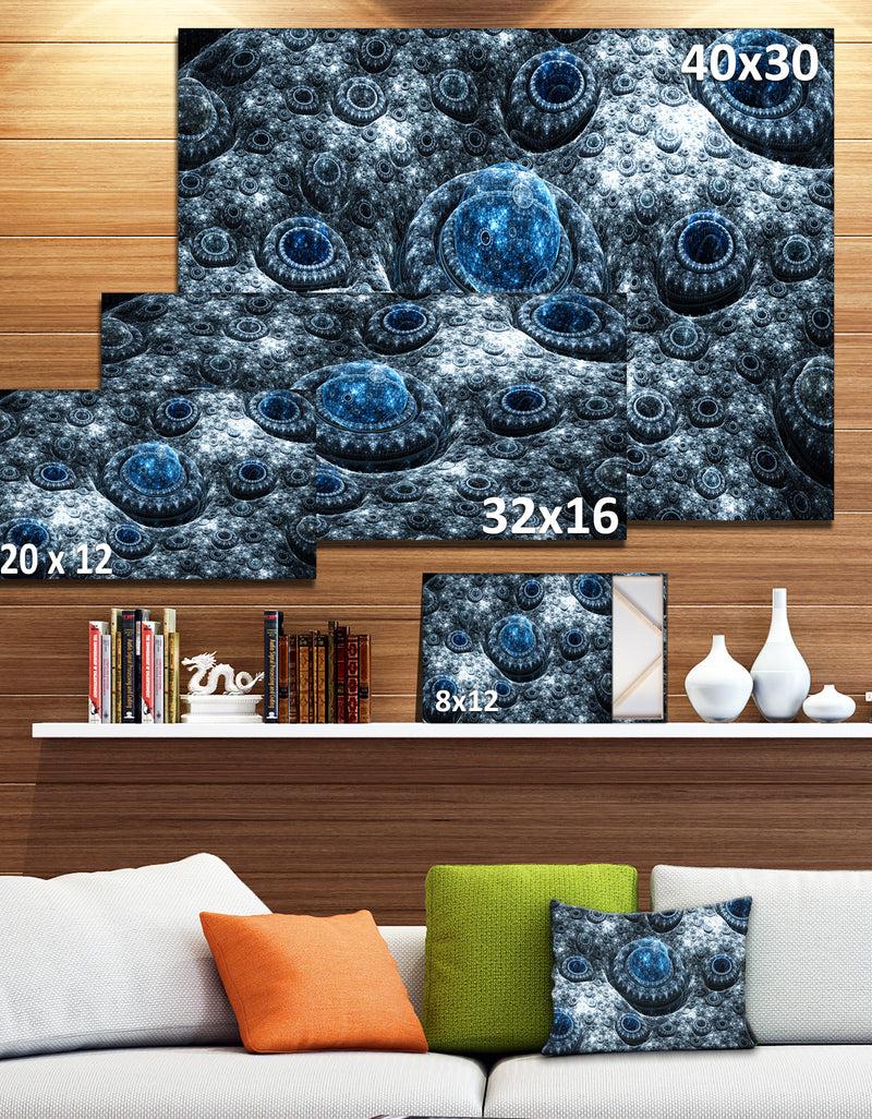 DesignQ Blue Fractal Exotic Planet - Extra Large Canvas Art Print