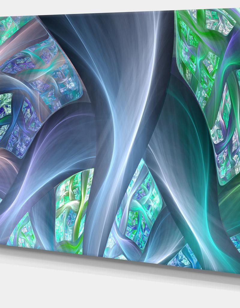 DesignQ Blue Fractal Exotic Plant Stems - Extra Large Canvas Art Print