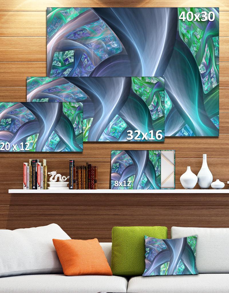 DesignQ Blue Fractal Exotic Plant Stems - Extra Large Canvas Art Print
