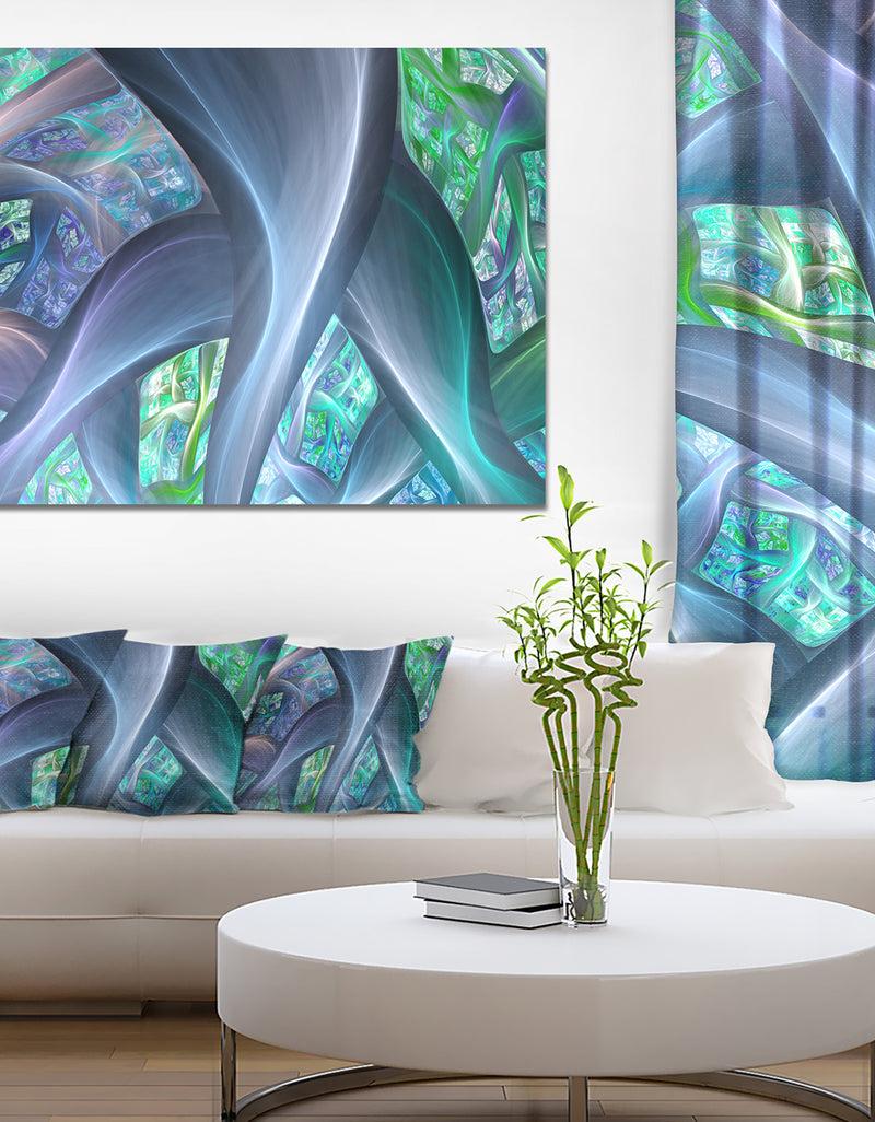 DesignQ Blue Fractal Exotic Plant Stems - Extra Large Canvas Art Print