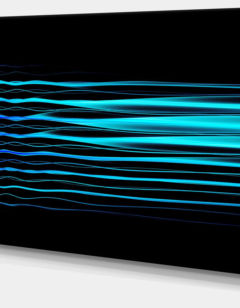 DesignQ Blue Fractal Flames On Black - Extra Large Abstract Canvas Art Print