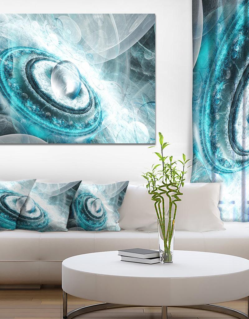 DesignQ Blue Fractal Flying Saucer - Extra Large Floral Wall Art on Canvas