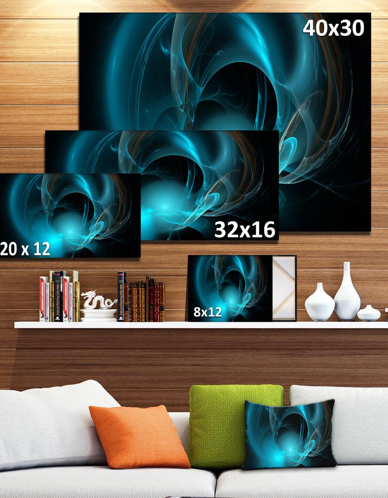 DesignQ Blue Fractal Galactic Nebula - Extra Large Abstract Canvas Wall Art