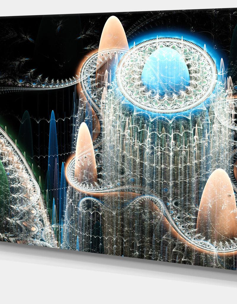 DesignQ Blue Fractal Infinite World - Abstract Art On Canvas
