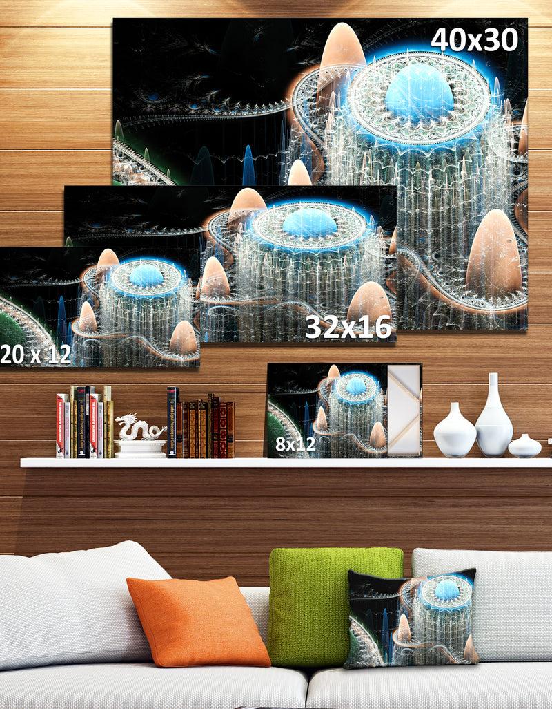 DesignQ Blue Fractal Infinite World - Abstract Art On Canvas