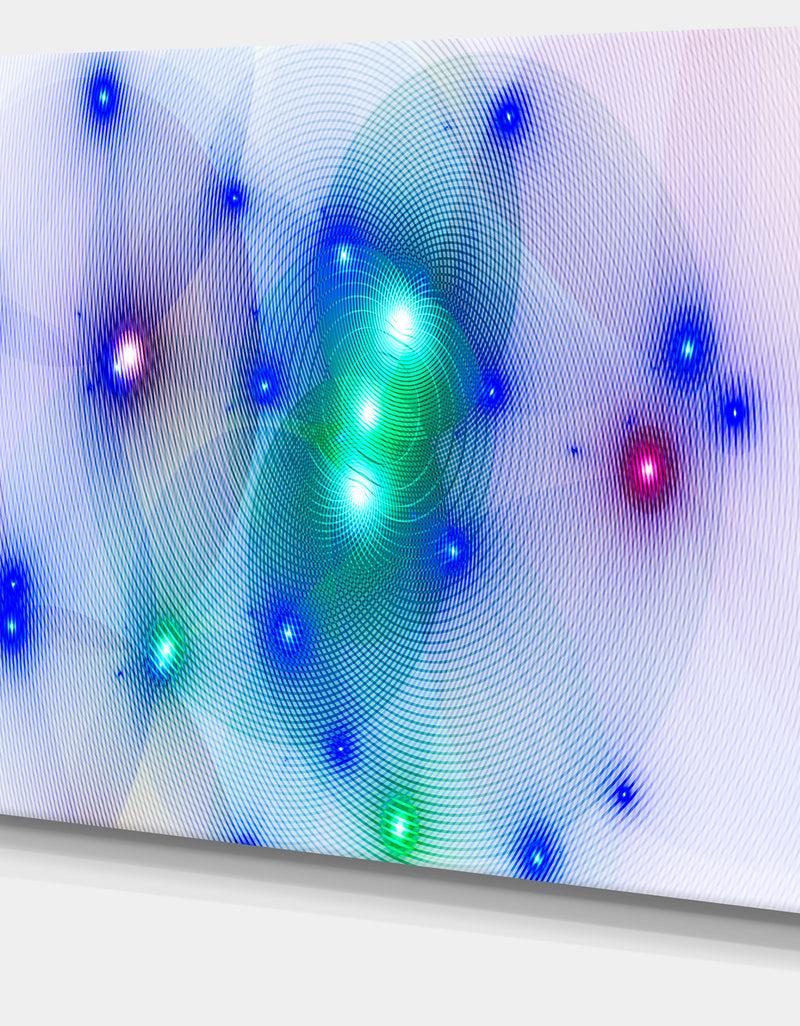 DesignQ Blue Fractal Lights In Fog - Extra Large Abstract Canvas Art Print Canvas