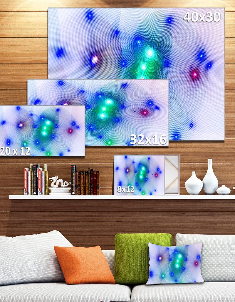 DesignQ Blue Fractal Lights In Fog - Extra Large Abstract Canvas Art Print Canvas