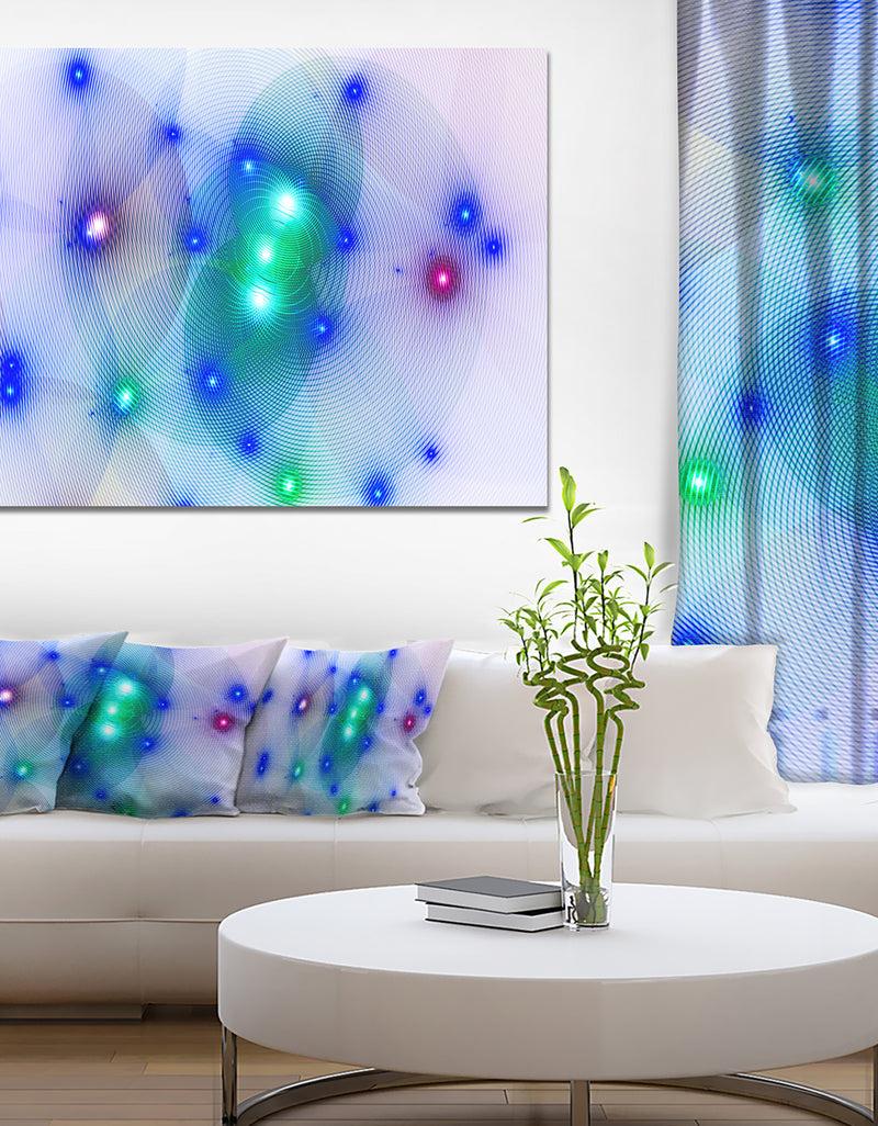 DesignQ Blue Fractal Lights in Fog - Extra Large Abstract Canvas Art Print Canvas
