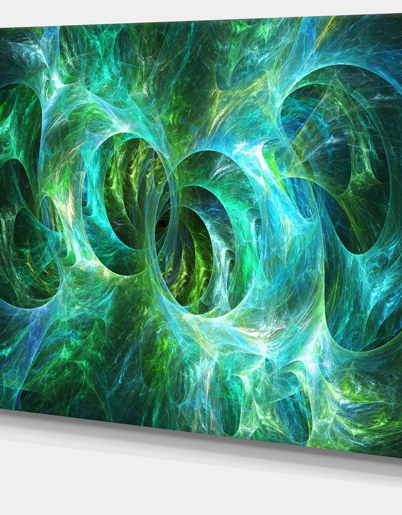 DesignQ Blue Fractal Ornamental Glass - Abstract Artwork On Canvas