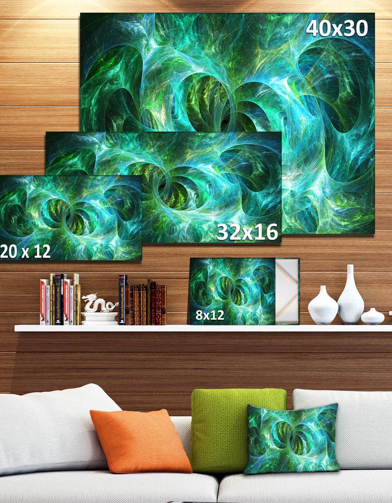 DesignQ Blue Fractal Ornamental Glass - Abstract Artwork On Canvas