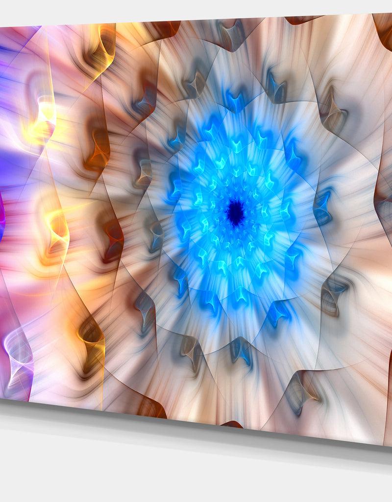 DesignQ Blue Fractal Petals Dandelion - Floral Canvas Wall Art