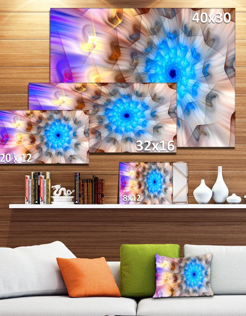 DesignQ Blue Fractal Petals Dandelion - Floral Canvas Wall Art