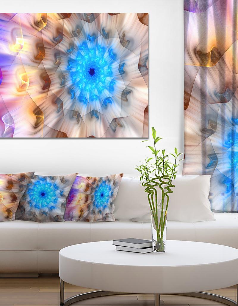 DesignQ Blue Fractal Petals Dandelion - Floral Canvas Wall Art