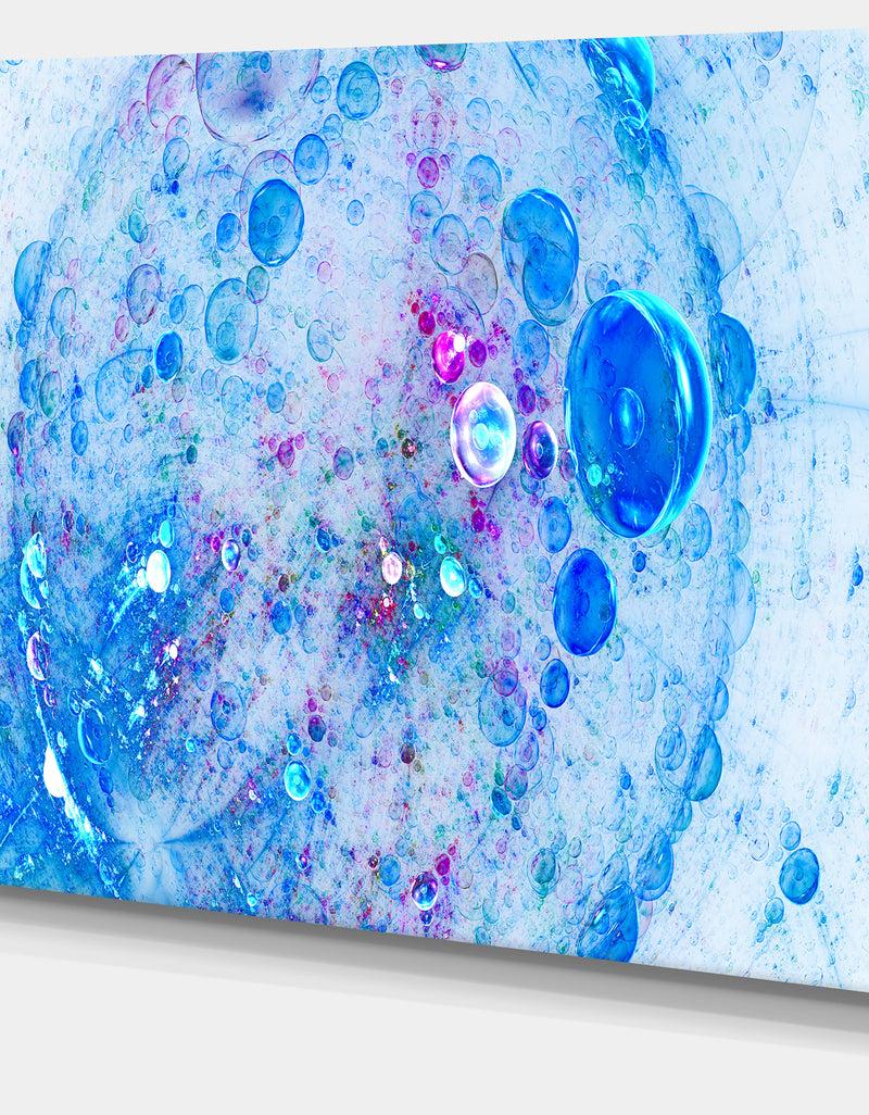 DesignQ Blue Fractal Planet Of Bubbles - Extra Large Abstract Canvas Wall Art