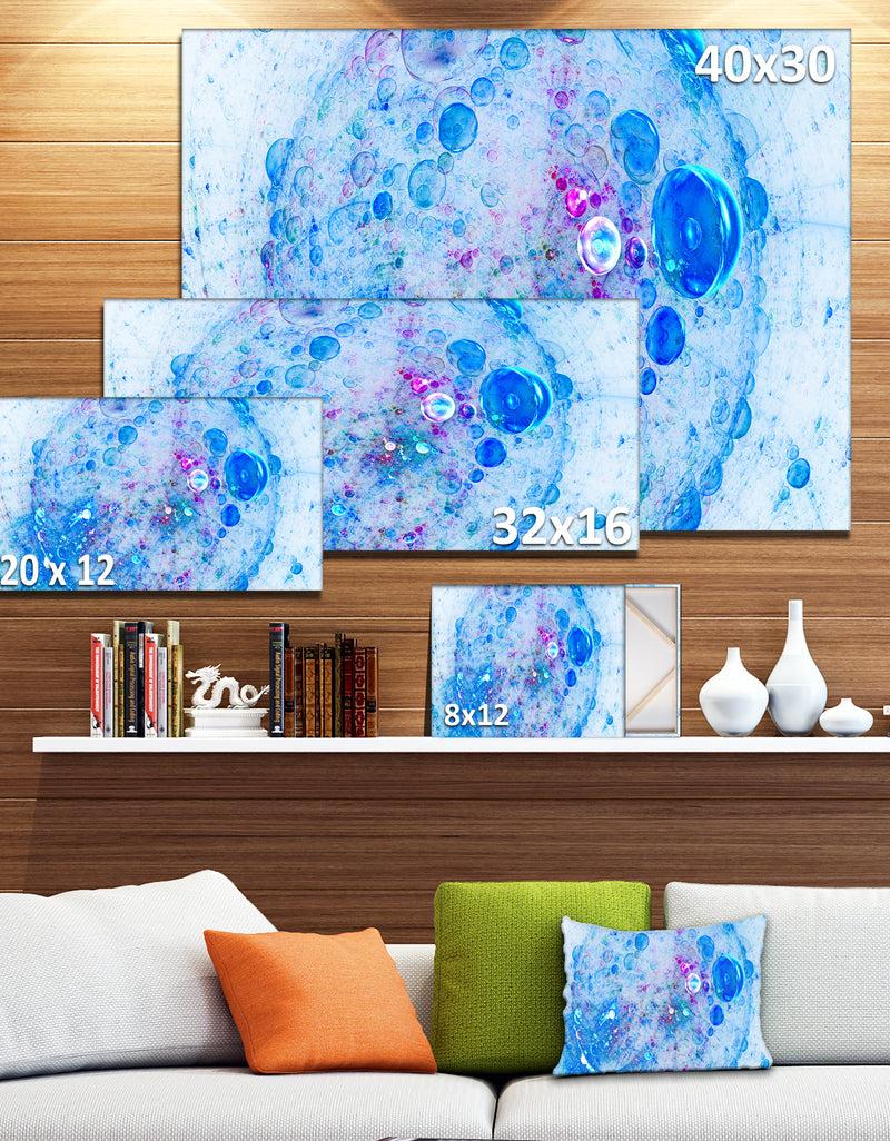 DesignQ Blue Fractal Planet Of Bubbles - Extra Large Abstract Canvas Wall Art