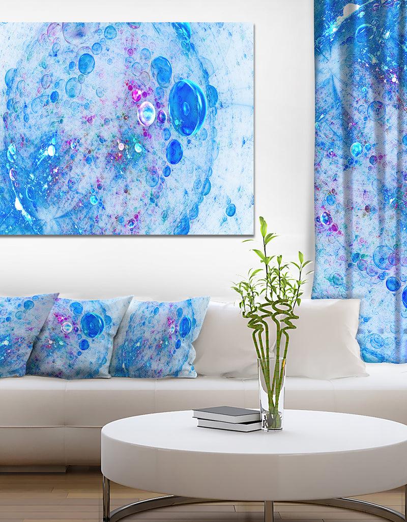 DesignQ Blue Fractal Planet of Bubbles - Extra Large Abstract Canvas Wall Art