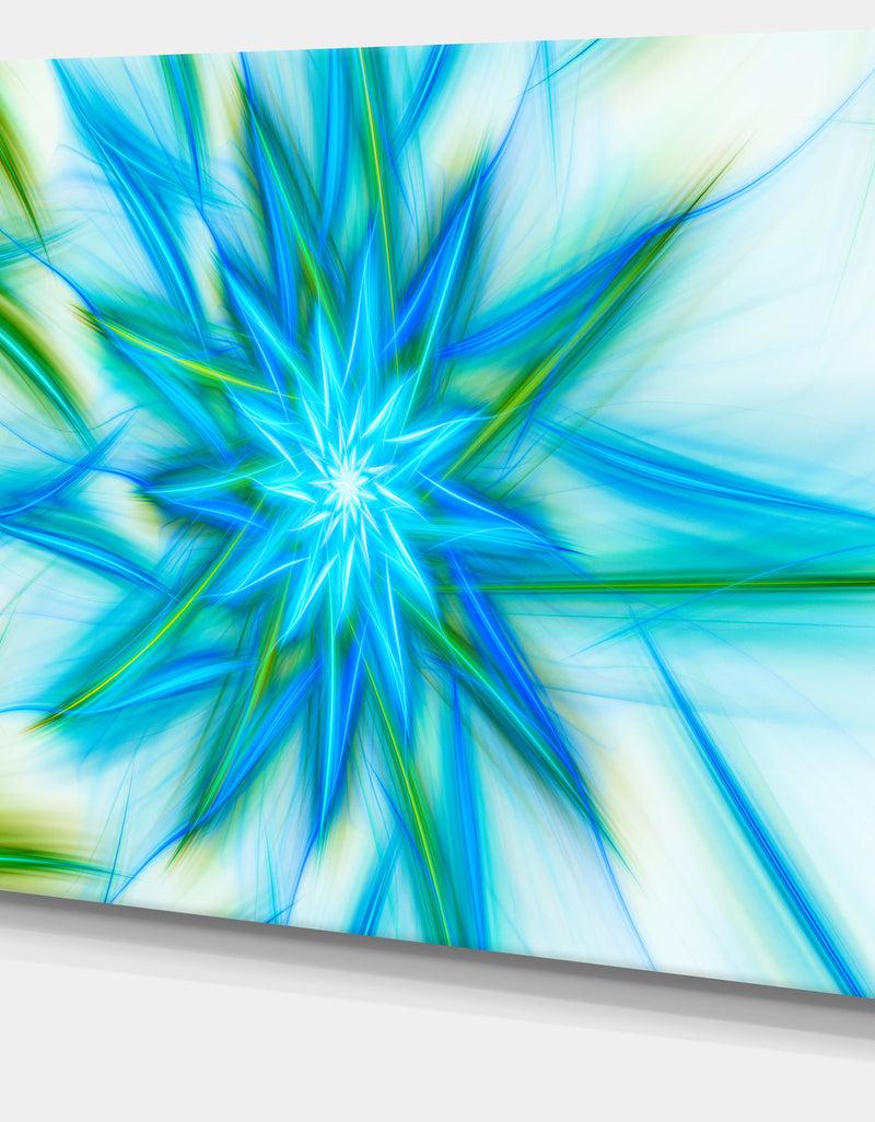 DesignQ Blue Fractal Shining Bright Star - Extra Large Abstract Canvas Art Print