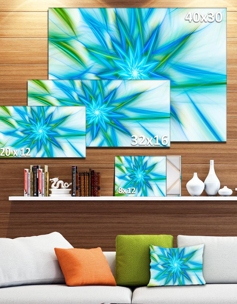 DesignQ Blue Fractal Shining Bright Star - Extra Large Abstract Canvas Art Print