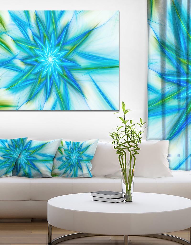 DesignQ Blue Fractal Shining Bright Star - Extra Large Abstract Canvas Art Print