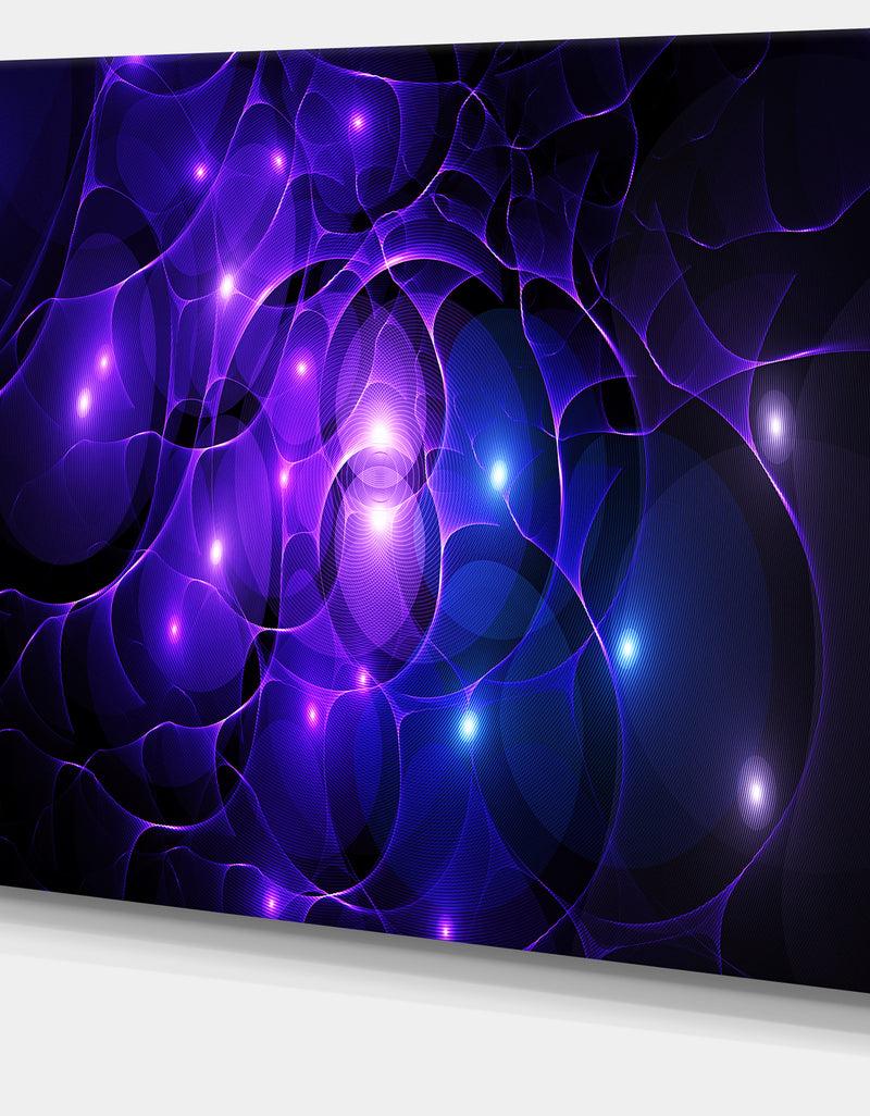 DesignQ Blue Fractal Space Circles - Extra Large Abstract Canvas Art Print