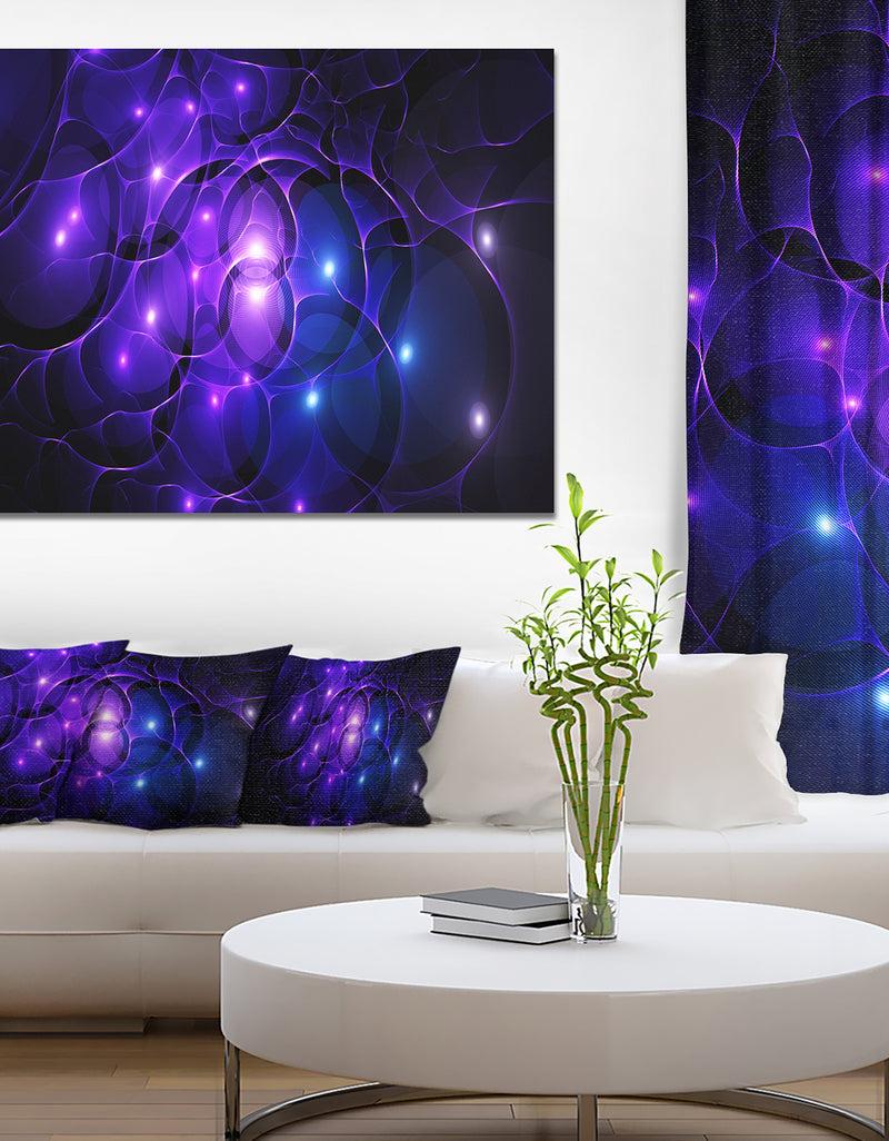 DesignQ Blue Fractal Space Circles - Extra Large Abstract Canvas Art Print